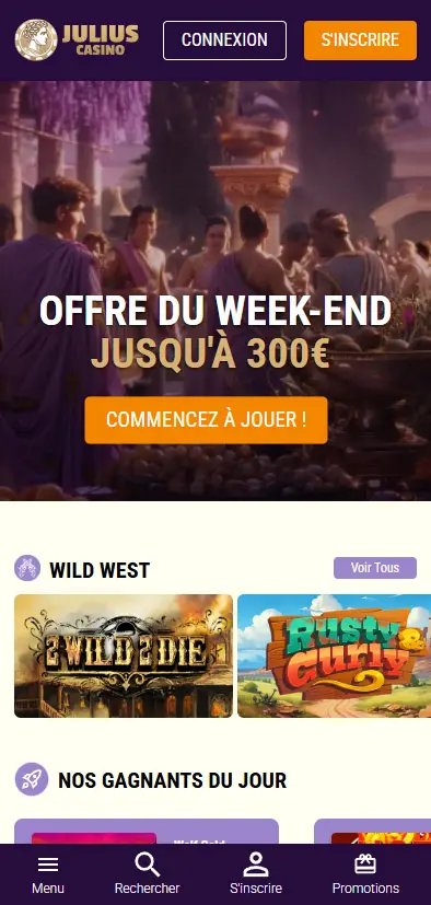 Application mobile pour smartphone JULIUS CASINO