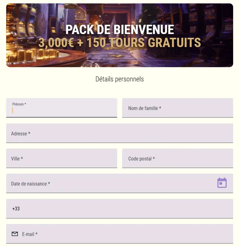 Étapes pour s'inscrire sur JULIUS CASINO